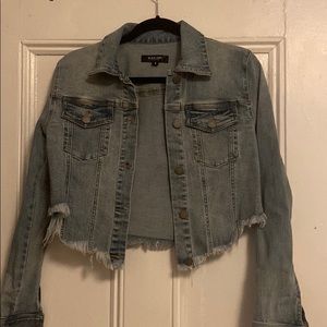 Black Label Cropped Raw Hem Denim Jacket